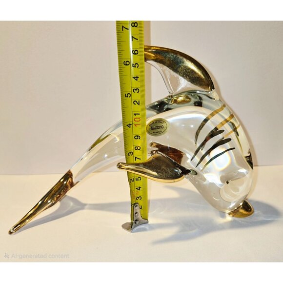 Large Murano Glass Gold Accented Dolphin Figurine - Picture 10 of 10